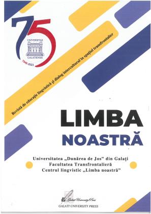 Cover for Limba noastră : revistă trimestrială de educație lingvistică și dialog intercultural în spațiu transfrontalier: An IX, nr.1 (2023)
