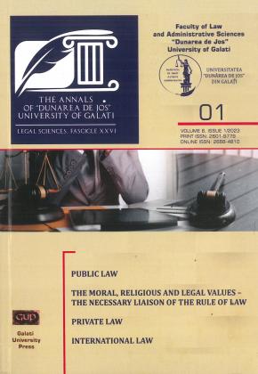 Cover for The Annals of  “Dunarea de Jos” University of Galati. Fascicle XXVI : Legal Sciences: Vol. 6, nr. 1 (2023)