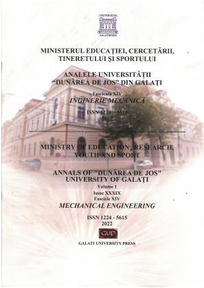 Cover for Analele Universității "Dunărea de Jos" din Galați. Fascicula XIV, Inginerie mecanică: Vol. XIV, nr. XXXIX (2022)
