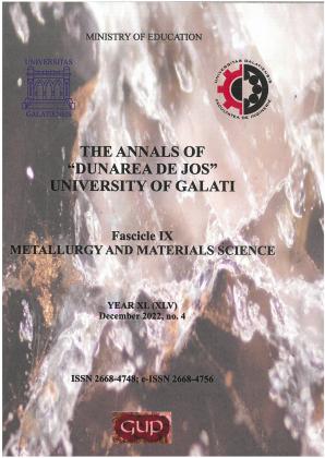 Cover for Analele Universității "Dunărea de Jos" din Galați. Fascicula IX, Metalurgie și știința materialelor: An. XL (XLV), nr. 4 (2022)