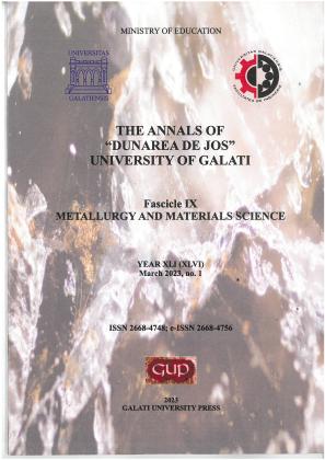 Cover for Analele Universității "Dunărea de Jos" din Galați. Fascicula IX, Metalurgie și știința materialelor: An. XLI (XLV), nr. 1 (2023)