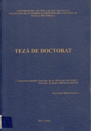 Cover for Studiu comparat privind specificitatea managementului carierei în sistemul judiciar: România versus alte state membre U. E.: teză de doctorat