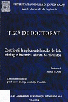 Cover for Contribuţii la aplicarea tehnicilor de data mining în inventica asistată de calculator: teză de doctorat
