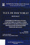 Cover for Contribuţii privind studiul comportării la uzură a unor compozite cu matrice polimerică destinate recondiţionării pieselor metalice: teză de doctorat