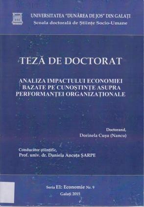 Cover for Analiza impactului economiei bazate  pe cunoştinţe asupra performanţei organizaţionale: teză de doctorat