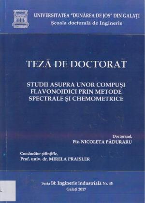 Cover for Studii asupra unor compuși flavonoidici prin metode spectrale și chemometrice: teză de doctorat