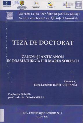 Cover for Canon şi anticanon în dramaturgia lui Marin Sorescu: teză de doctorat