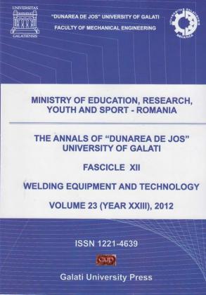 Cover for The Annals of „Dunarea de Jos” University of Galati,  Fascicle XII, Welding Equipment and Technology