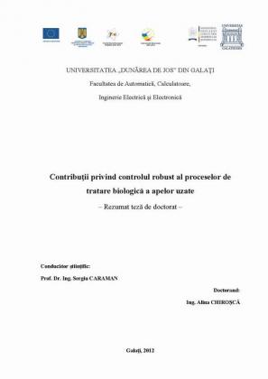 Cover for Contribuţii privind controlul robust al proceselor de tratare biologică a apelor uzate: teză de doctorat
