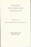 Cover for The Annals of „Dunarea de Jos” University of Galati, Metalurgy and materials science: fascicula IX, 2016, martie, nr. 1