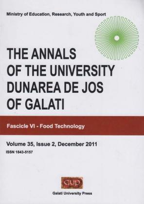 Cover for The Annals of „Dunarea de Jos” University of Galati. Fascicle VI,  Food Technology