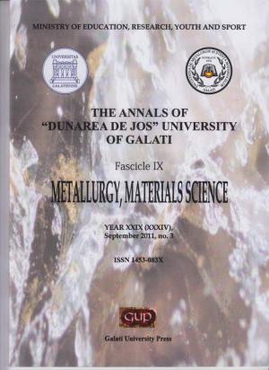 Cover for *** The Annals of „Dunarea de Jos” University of Galati, Fascicle IX, Metallurgy and Materials Science