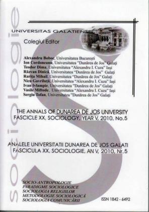 Cover for Analele Universității „Dunărea de Jos” din Galați, Fascicula XX, Sociologie: an V, Nr. 5, Galați: Galati University Press, 2010