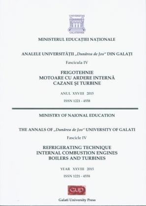 Cover for The Annals of „Dunarea de Jos” University of Galati.  Refrigerating Technique, Internal Combustion Engines,  Boilers and Turbines