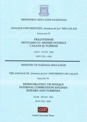 Cover for The Annals of „Dunarea de Jos” University of Galati,  Fascicle IV – Refrigerating Technique, Internal  Combustion Engines, Boilers and Turbines, No. 1 - 2016