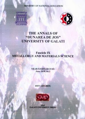 Cover for The Annals of „Dunarea de Jos” University of Galati. Fascicle IX – Metallurgy and Materials Science. No. 2, June 2018