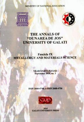 Cover for The Annals of „Dunarea de Jos” University of Galati. Fascicle IX – Metallurgy and Materials Science.  No. 3, September 2018