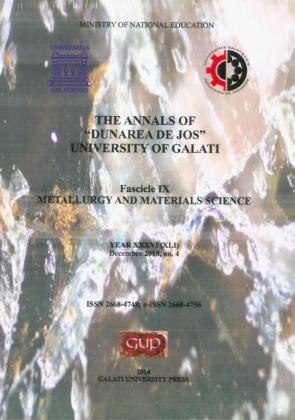 Cover for The Annals of „Dunarea de Jos” University of Galati.  Fascicle IX – Metallurgy and Materials Science. No. 4,  December 2018