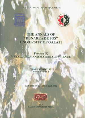 Cover for The Annals of „Dunarea de Jos” University of Galati. Fascicle IX – Metallurgy and Materials Science. No. 1, March 2019