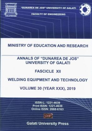 Cover for The Annals of „Dunarea de Jos” University of Galati.  Fascicle XII – Welding Equipment and Technology,  Volume 30, 2019